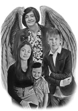 Load image into Gallery viewer, Black & White Portrait with Angel Wings