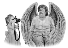 Load image into Gallery viewer, Black & White Portrait with Angel Wings
