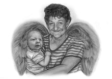 Load image into Gallery viewer, Black & White Portrait with Angel Wings