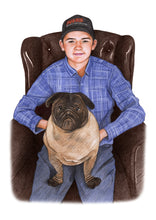 Load image into Gallery viewer, Color portrait - Boy drawn with his dog - colour portrait - drawings and portraits from your photos - drawking.com - DrawKing