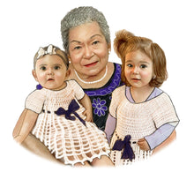 Load image into Gallery viewer, Color portrait - Little girls drawn with grandma - colour portrait - drawings and portraits from your photos - drawking.com - DrawKing