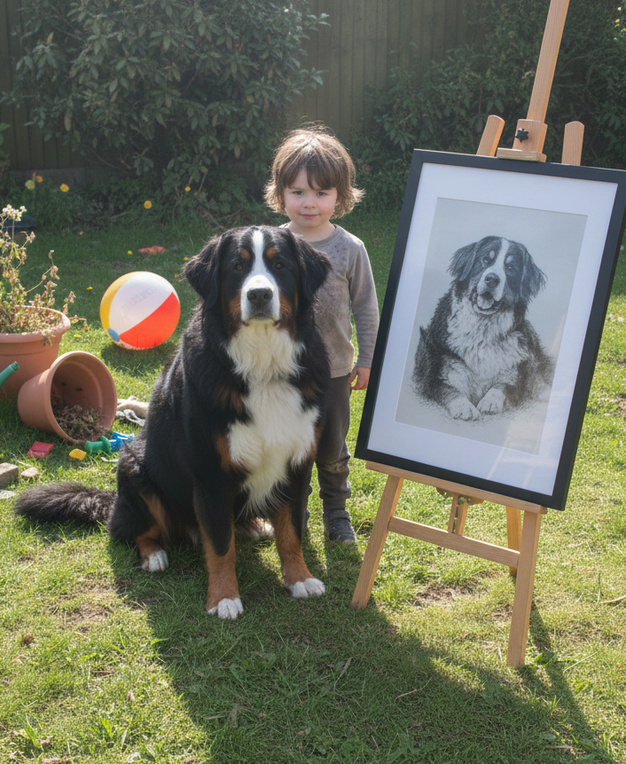 Pet portrait in pencil