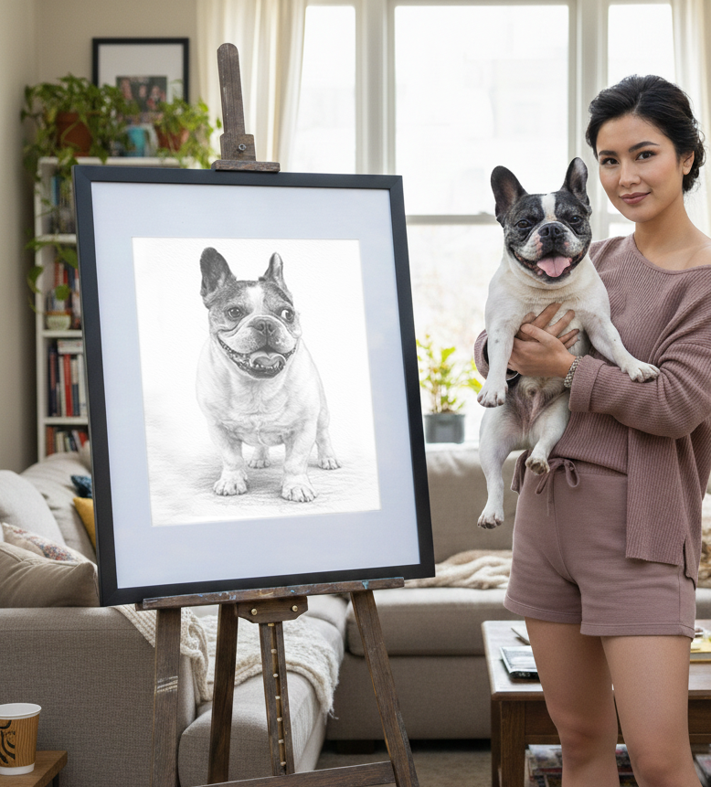 Pet portrait in pencil